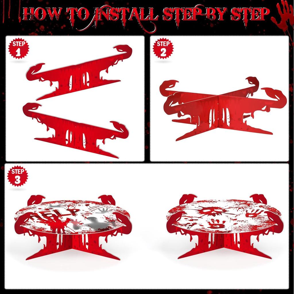 Zopeal 2 PCS Halloween Bloody Cupcake Stand Party Decorations Bloody Handprint Cupcake Holder Halloween Bloody Help Cake Holder Bloody Theme Dessert