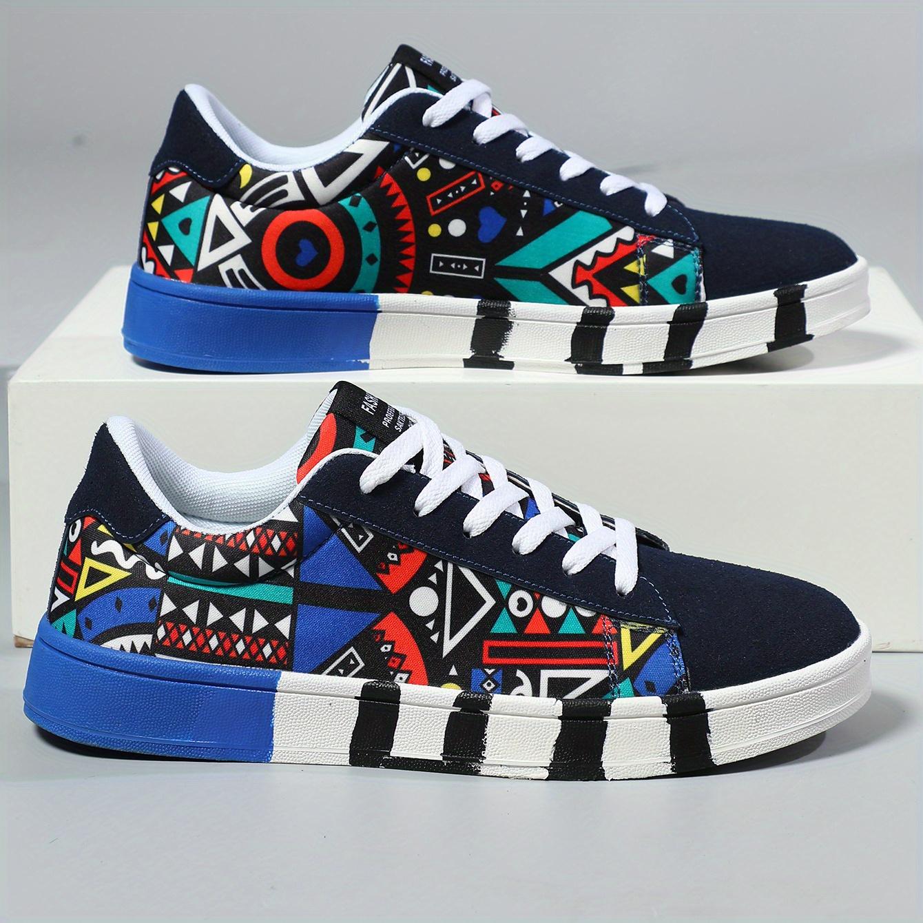 

Модные мужские туфли для скейтбординга в стиле граффити — легкие, дышащие, противоскользящие и удобные кроссовки на подошве на платформе 42 синий