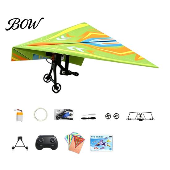 Flying Toys with Gyroscope Stabilization Remote Control Paper Airplane Kit, Gyro Stabilizer, Dual Propellers, DIY Electric Rechargeable Plane RC Set,