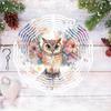 Metal Owl Wind Spinner Garden Decor 3D Colorful Floral Design Outdoor Indoor Hanging Ornament for Patio Yard Home Unique Gift Idea