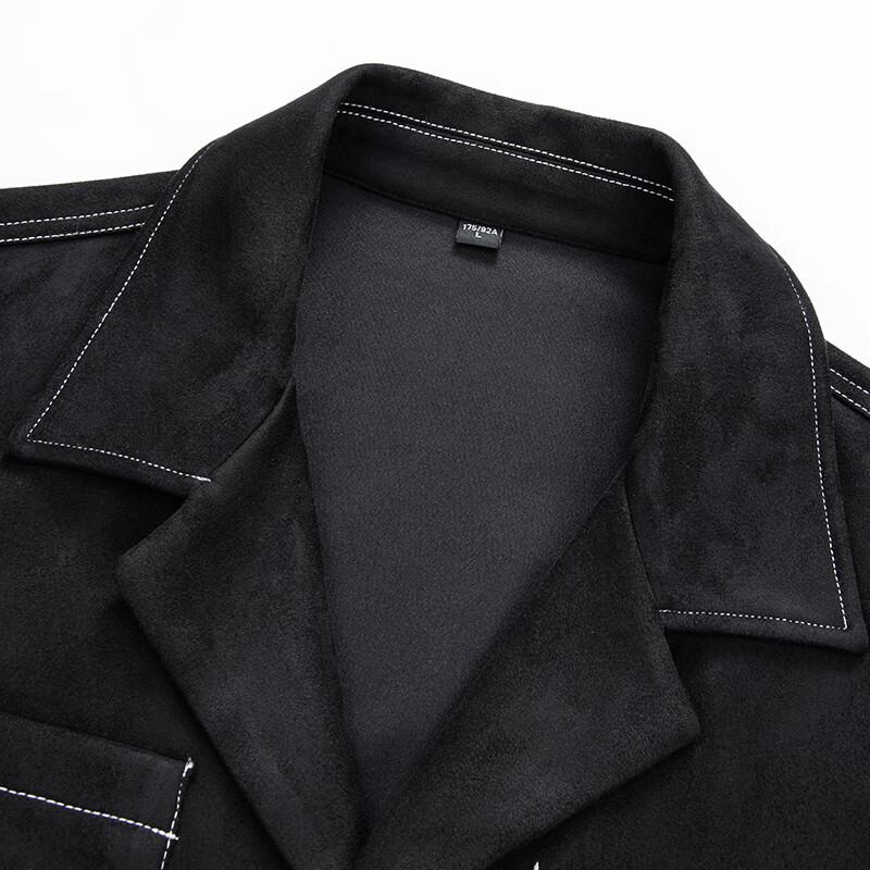Qiao Wo Herren Wildleder Arbeitsjacke mit Kragen