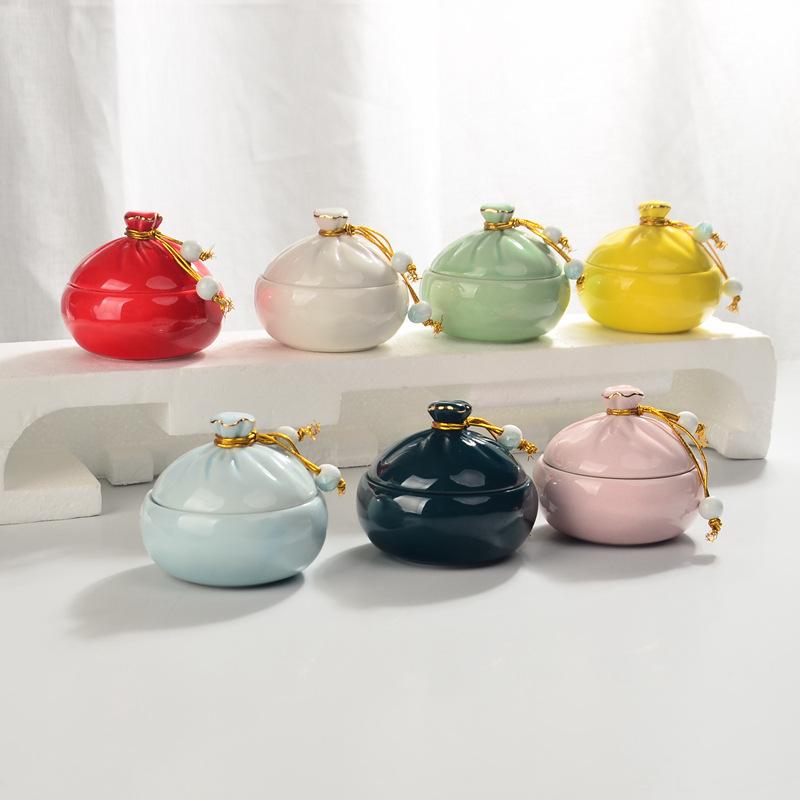 Creative Mini Ceramic Storage Jar Portable Travel Tea Can Crafts Household Food Candy Storage Jar Home Decoration Furnishings