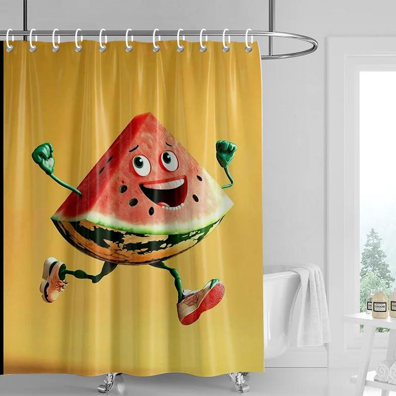 Frucht-Duschvorhang Waschbar Schmutzabweisend Duschkopf-kompatibel Wasserdicht Polyester-Badevorhang Für Heimdekoration