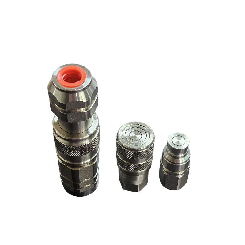 NAIWO Hydraulic Non-spill Flat Face Qrc 1/2" NPT Push to Connect Quick Release Flush Face Coupler Sets (Stainless)