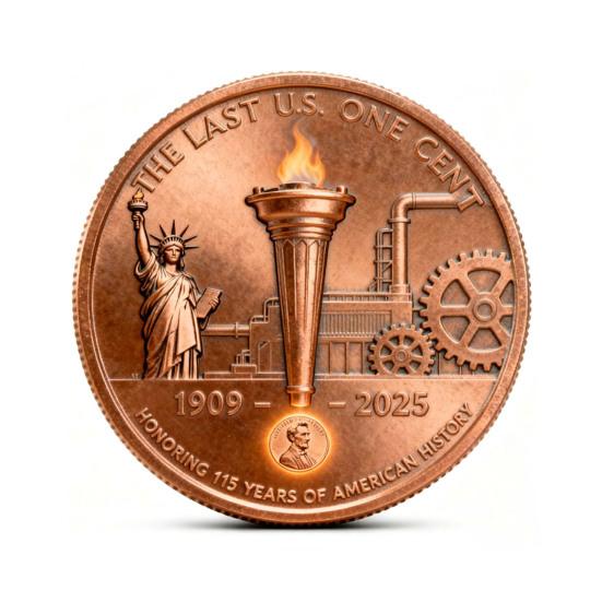 Final Penny Collectible Coin The Last Cent 1909 2025 Tribute Penny Commemorative Token Nostalgic Collector's Gift for History Coin Enthusiasts