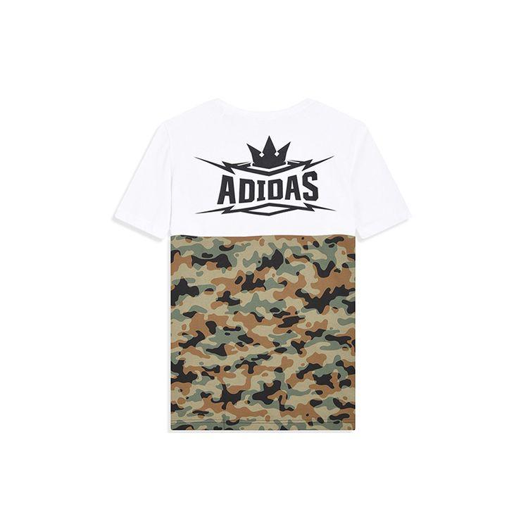 Adidas Summer Attack Camouflage Color Block Sports Crew Neck Short Sleeve T-Shirt Men Tops White AI6065