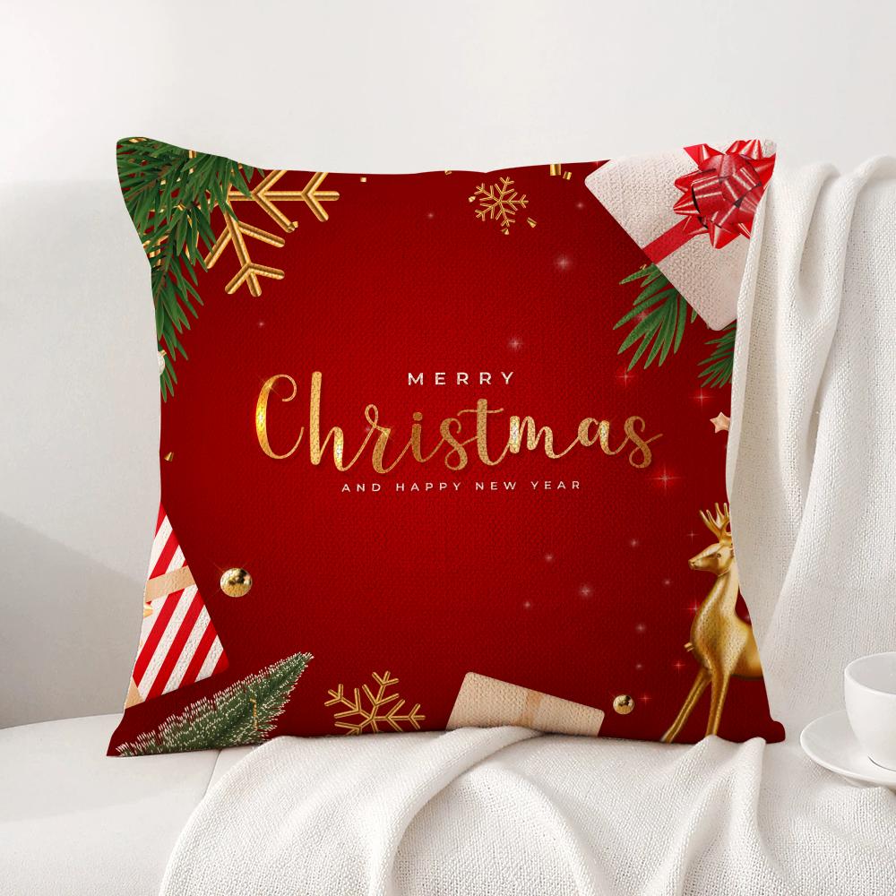 Christmas world Cushion Cover Natural Linen Organic Fabric DoubleSided Printing Sofa Home Decor Breathable Bed Pillow