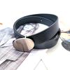 Modern Pu Womens Casual Belt With Decorative Oval Metal Mirror Buckle For Fashion Style Forward