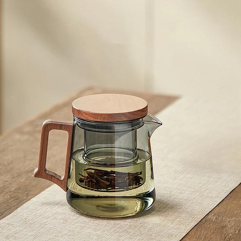 Стеклянный чайник Бытовой Высокотемпературный Одиночный горшок Фильтр Инструмент для заваривания чая