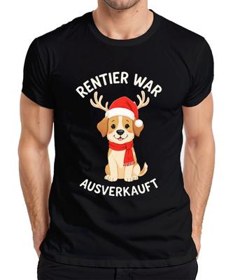 Rentier war ausverkauft Hund Welpe Weihnachtsgeschenk Lustiges Herren T-Shirt-
