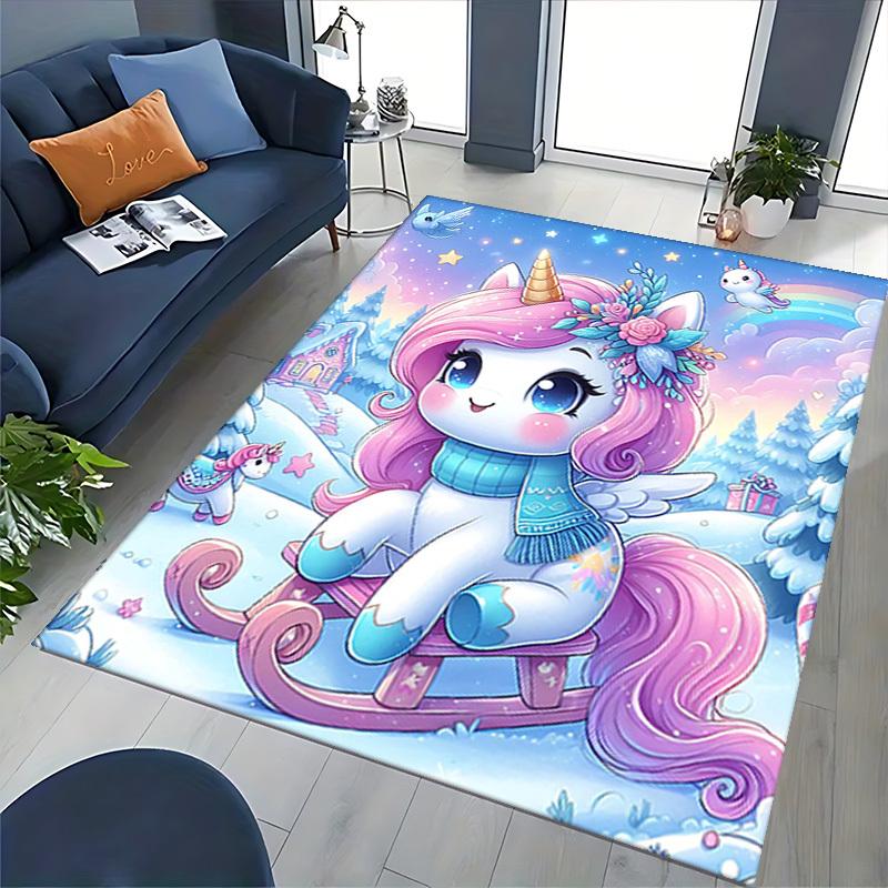 1pc Unicorn Fantasy Office Chair Mat - Anime Cartoon Design, Non-Slip Carpet for Home and Office Decor, Suitable for All Seasons.H018
