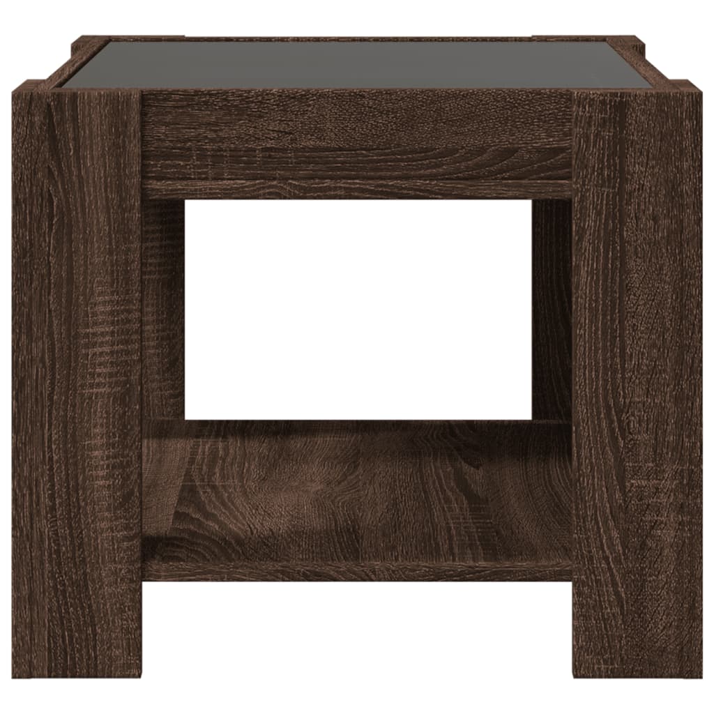 LED Coffee Table Brown Oak Effect 53 x 53 x 45 cm Engineered Wood