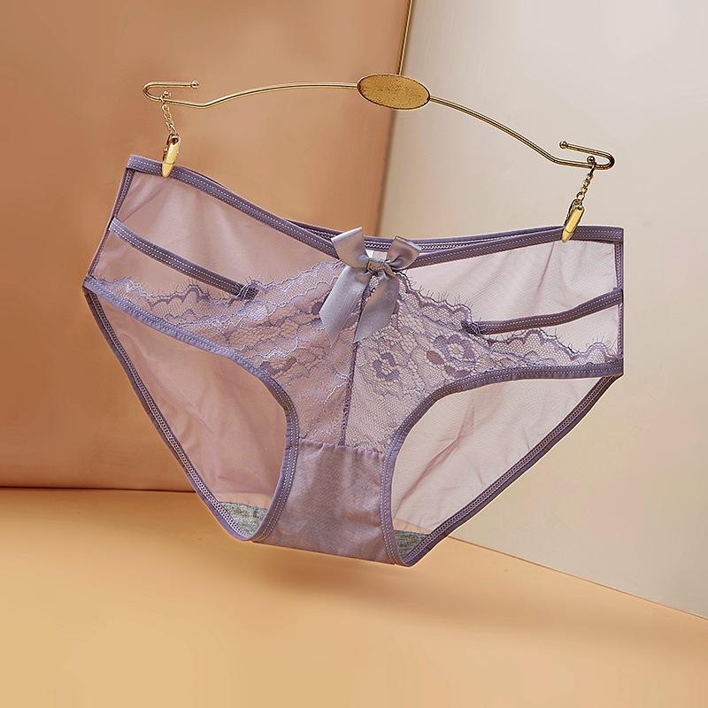 Women's Lace Underwear Sexy Hollowed Out and Seamless Cotton Crotch Triangle Pants for Women