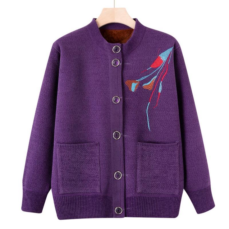 Medium-sized elderly autumn clothing female mother clothes new elderly sweater spring and autumn grandma jacket top