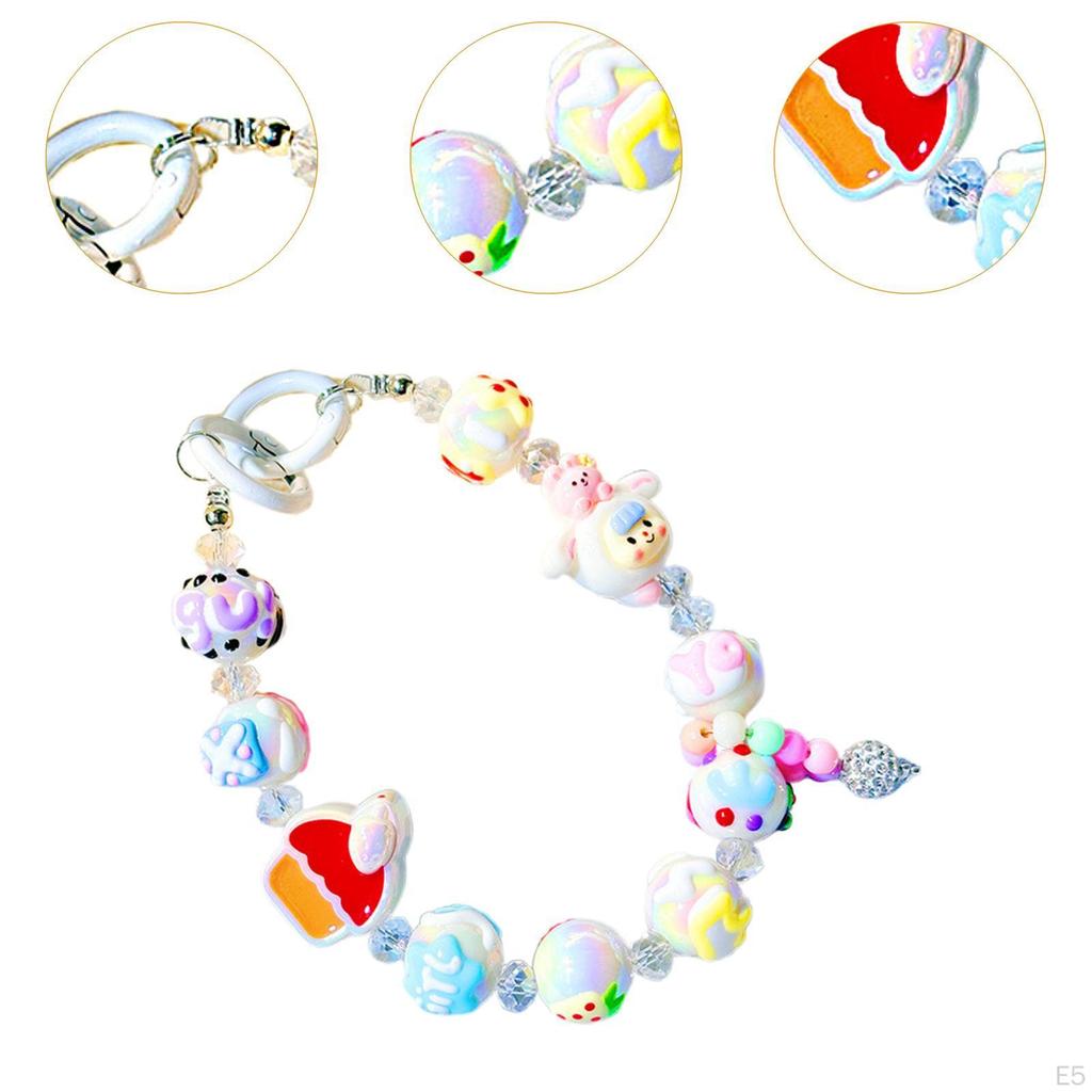 Beaded Keychain Cute Multifunction Key Chain Charms for Handbag Party Travel Black