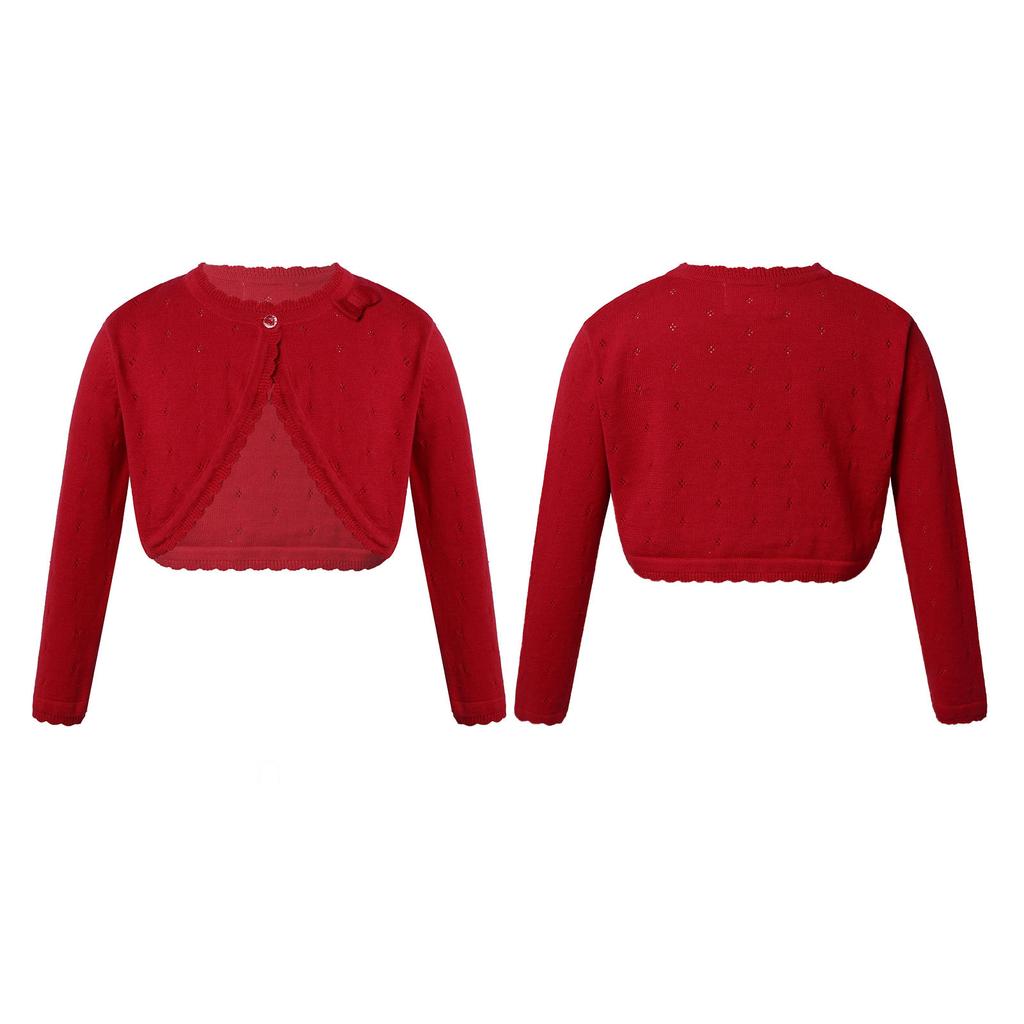 Little Girls Long Sleeve Cotton Solid Knit Bolero Cardigan Shrug Sweaters Birthday Party Dress Coat
