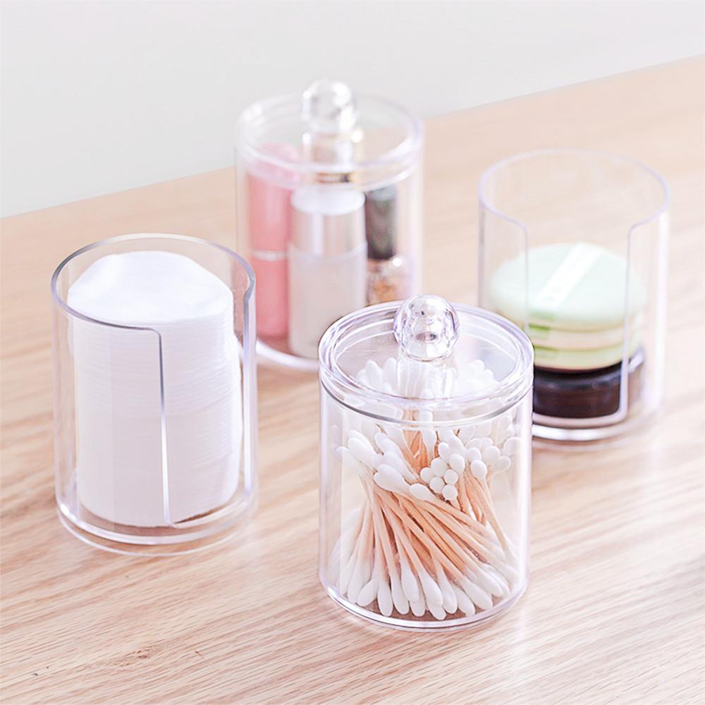 Organizator transparent acrilic Suport pentru tampon de bumbac Depozitare cosmetice Tampă de machiaj de bumbac Recipient transparent pentru ruj de unghii Puff Box