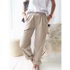 Women New Summer Cotton Linen Pants Solid Color Casual Stretch High-waist Straight-leg Pants