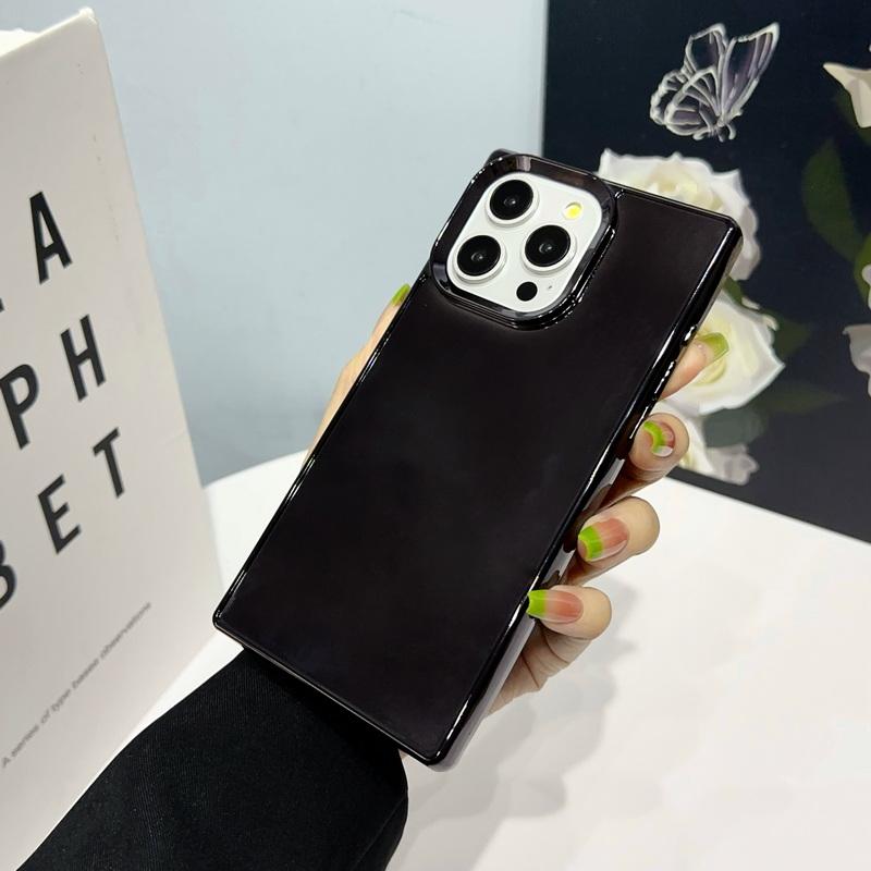 

Однотонный тонкий глянцевый чехол для телефона iPhone 16 Pro Max 15 14 Pro 13 12 11 TPU мягкий противоударный защитный бампер для объектива iPhone 15 Pro Max чёрный