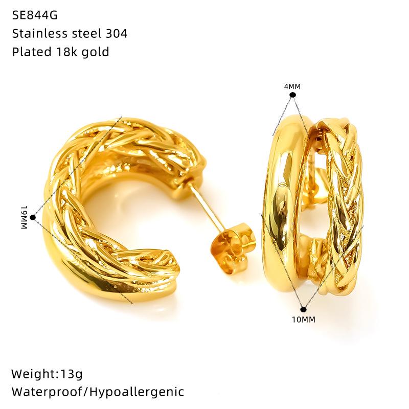 High-End Titanium Steel Metal Earrings: European & American Style, Niche, Simple Design, Cross-Border Appeal for Women