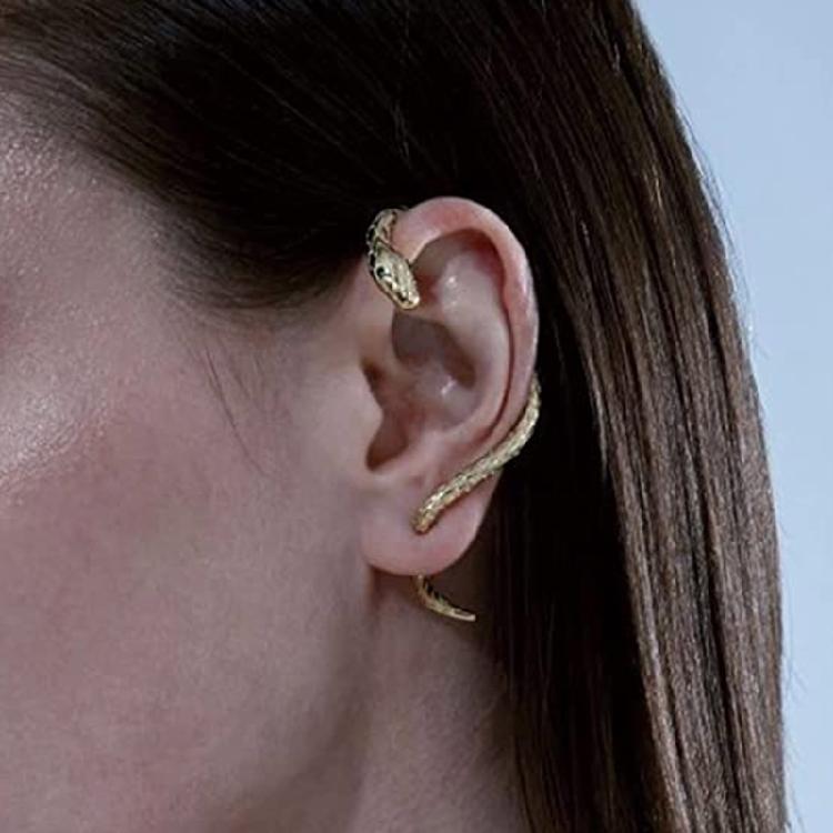 Women's Snake Stud Earrings Gold Silver Snake Ear Cuff Pierced Snake Earrings