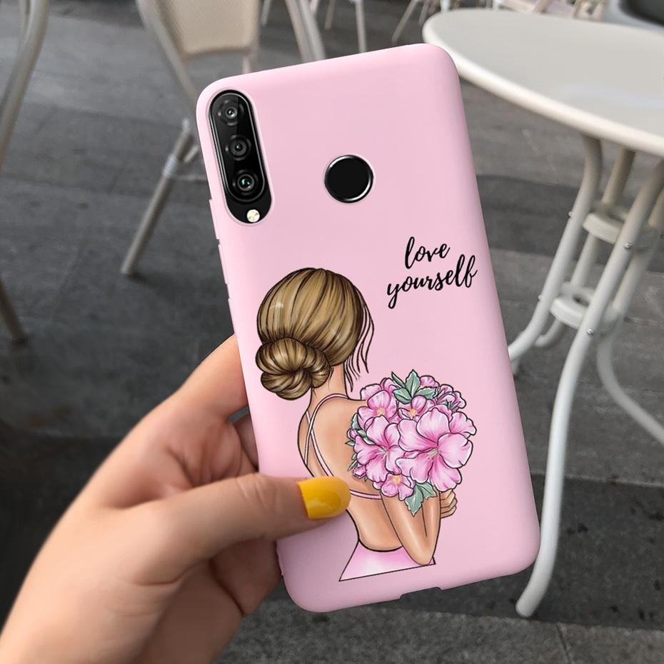 For Huawei P30 Lite Phone Case Flower Girl Pattern Soft Silicon Cover For Huawei P30 Pro Lite Case Cute Funda P 30 P30lite Cases