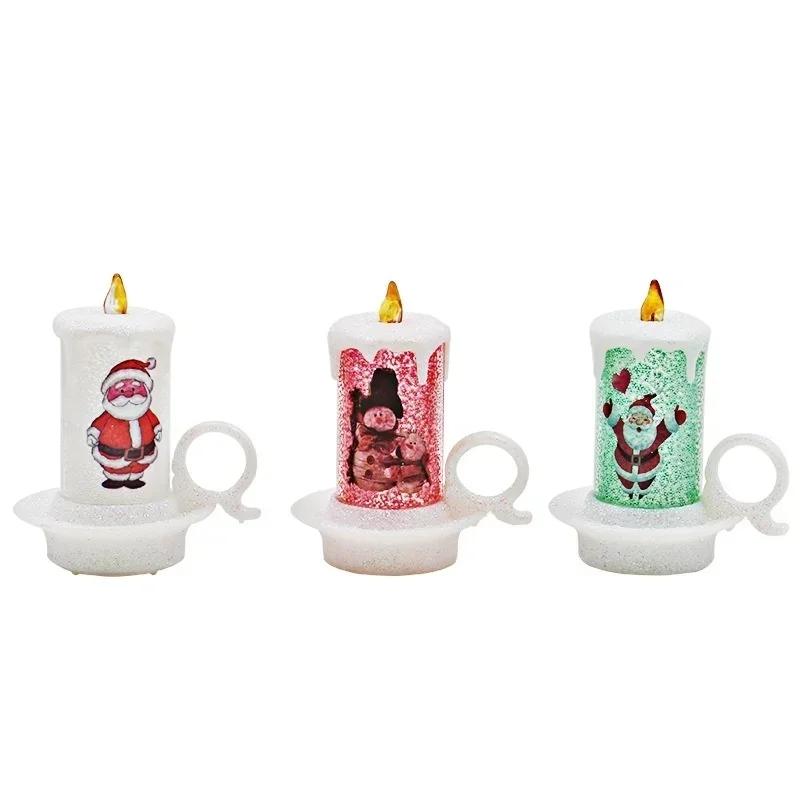 Random Style Christmas Small Night Lights LED Electronic Candles Snowman Lights Christmas Desktop Decorations