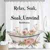 1Pc Flowers And Plants Bathtub Pattern Print Waterproof Shower Curtain Partition Privacy Hanging Curtain With Hooks Decoration