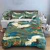 Japanese Crane Pattern Decor Set Bedding Set with 1 Duvet Cover 2 Pillowcases Single Double King Queen, Gift