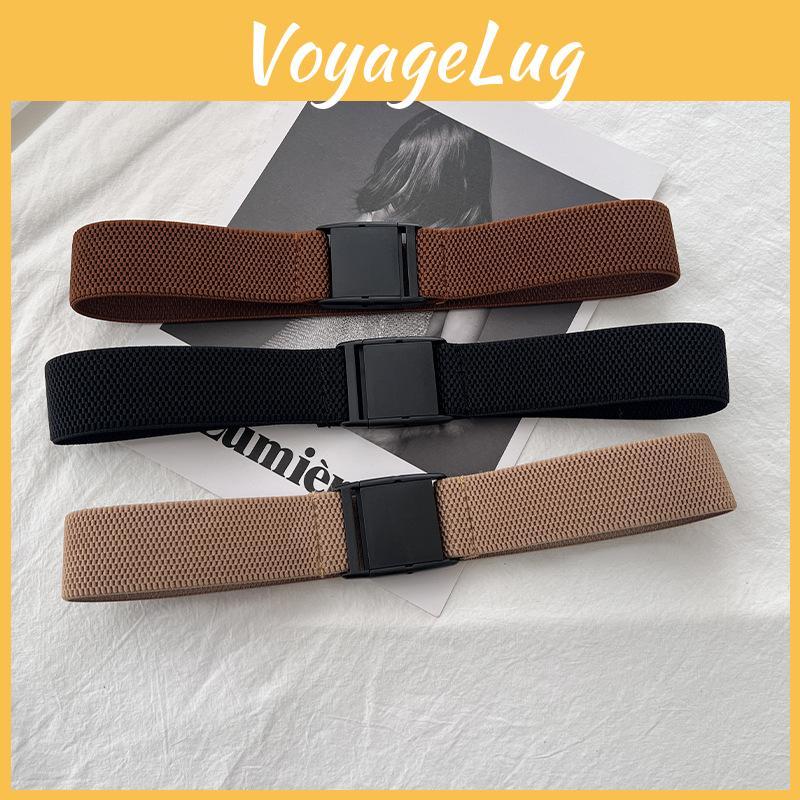 Comfortable Adjustable Stretchy Women's Belt With Plastic Buckle In Classic Black Color
