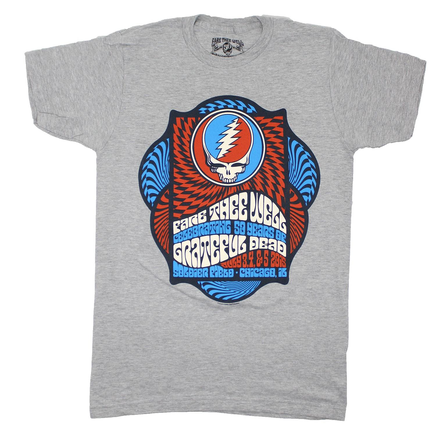 Men s Grateful Dead Spiral SYF Chicago 2015 Tee T-Shirt Mens Womens Tees Top Heather M