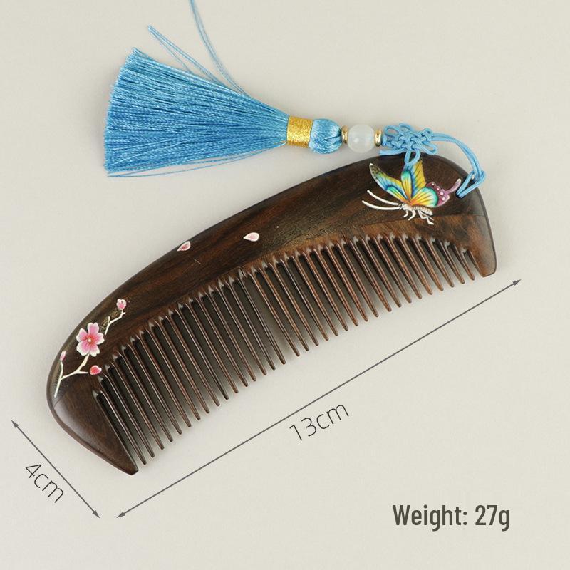 

Artisanal Fine-Toothed Wooden Comb: Unisex, Hand-Painted, Portable, Perfect for Hairdressing or as a Festival Souvenir