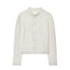 2025 European Style Women's Lace Crochet Stand Collar Shirt with Disc Buckle Waist