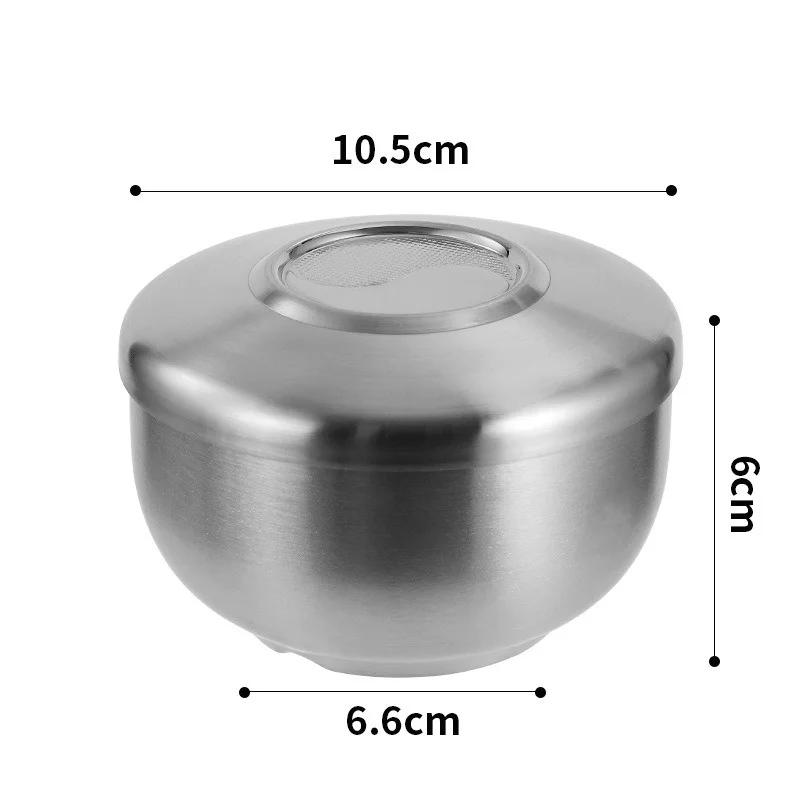 

Миска Sutra Kimchi из нержавеющей стали 304, двухслойная миска для риса с крышкой, домашняя миска для супа Ramen, детские миски для риса с защитой от ожогов