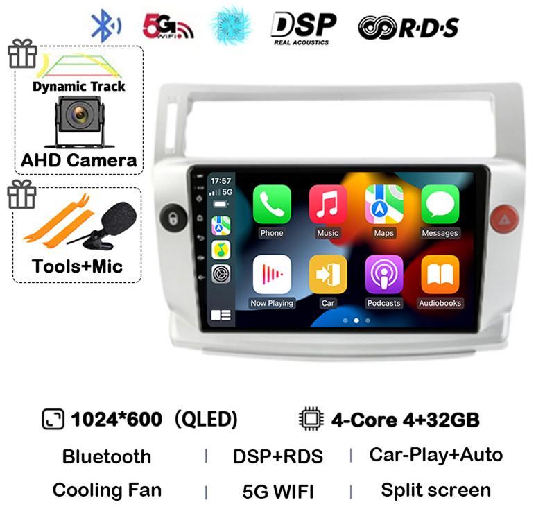 Android 14 Carplay Auto For Citroen C4 C-Triomphe Quatre 2004-2014 Car Radio Multimedia Video Player Head Unit Stereo 360 Camera