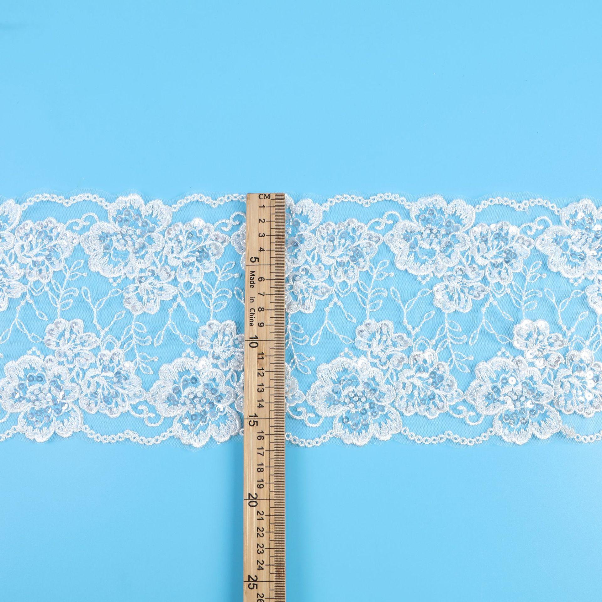 

Двусторонние кружевные аксессуары с вышивкой бисером Кружево Домашний текстиль Детская одежда Свадебное платье Кружево с бисером 17 см White/Beads/17CM