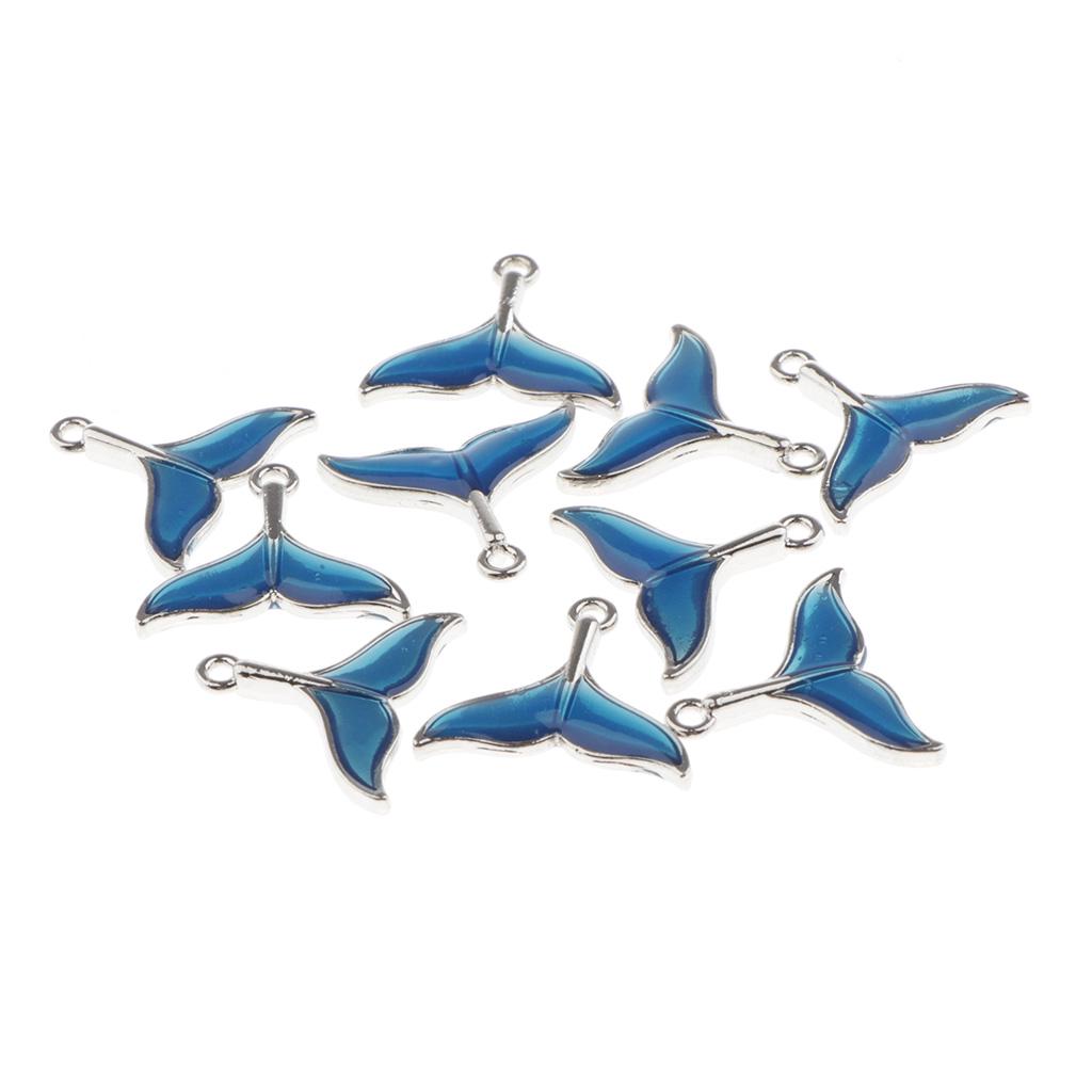 10x Enamel Tail Charms Pendants DIY Bracelet Necklace Crafts Silver Plated