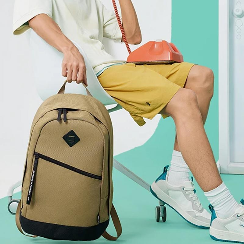 Li Ning Sports Life Collection Polyester Backpack Unisex Khaki ABSU123-5