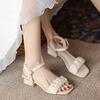 Mid-heel All-match Fairy Style Thick Heel Peach Heart with Fashion Women's Cool Shoes
