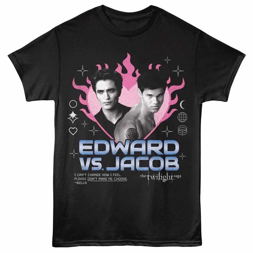 Twilight Edward v Jacob Heart Men s T Shirt S