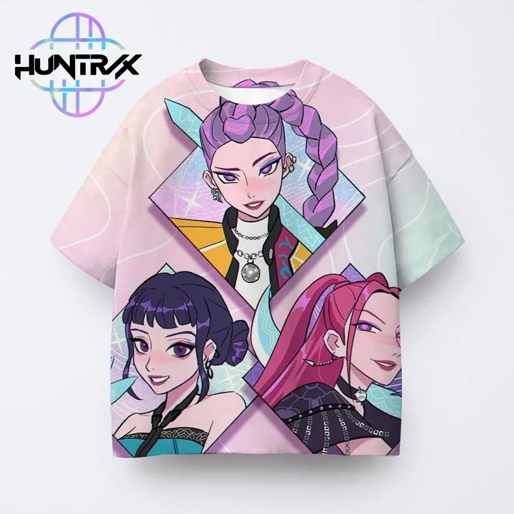 Kpop Demon Hunters 3D Print Sports Boy T-shirt Street Fashion Girl Group Harajuku Y2K Children Short-sleeve Clothing Summer Top