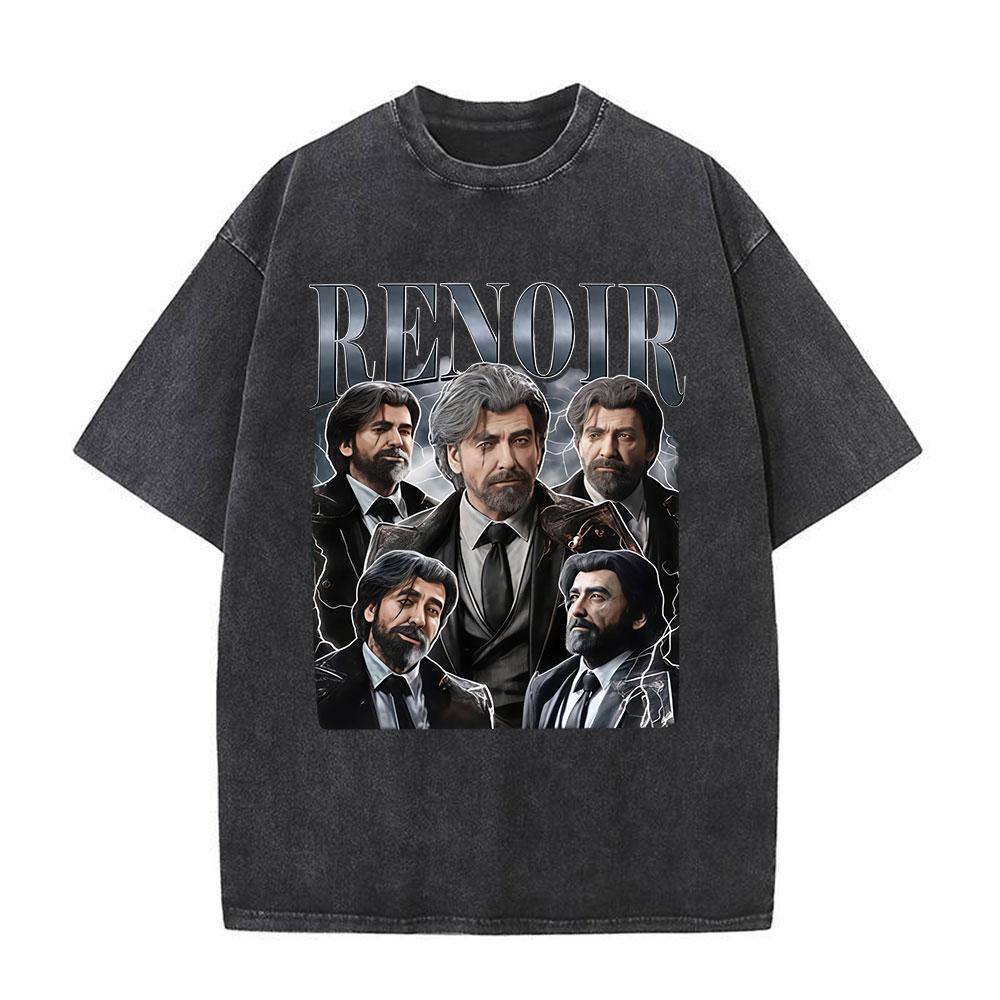Esquie Game Clair Obscur Expedition  Washed T Shirts Men Women Clothing Fashion Retro Oversized ONeck Short Sleeve Tshirts