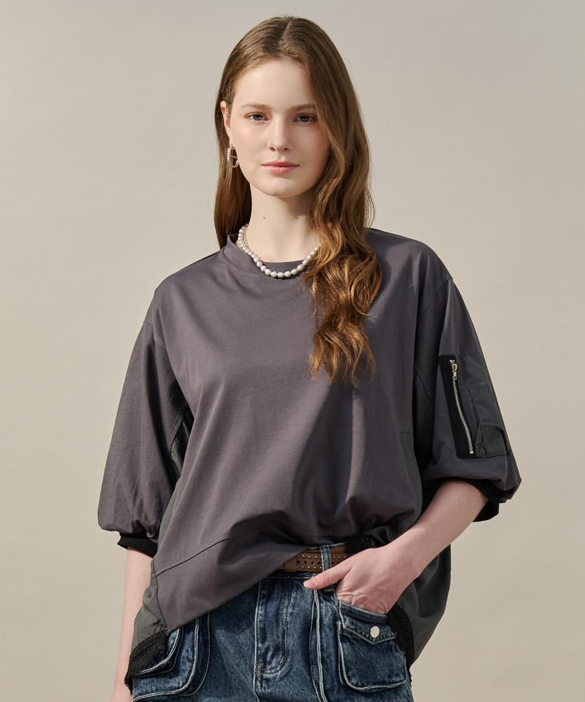 MAXZA Back Pleated Utility Balloon T-Shirt