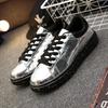 Trendy Patent Leather Glossy Men's Shoes Cold Adhesive Year Round Mirror Punk Style White Sneakers Casual Shoes