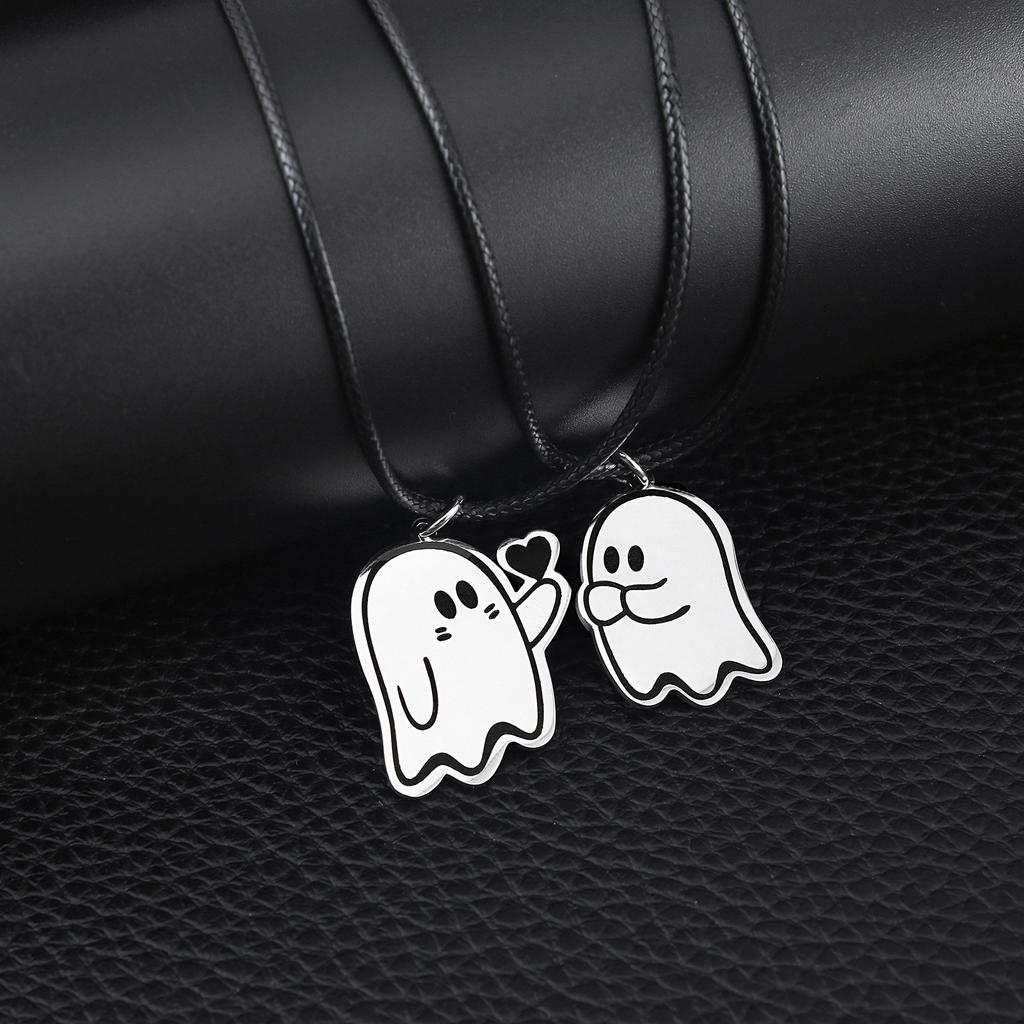 Stainless Steel Clavicle Chain Cute Halloween Ghostes Pendant Couple Necklace