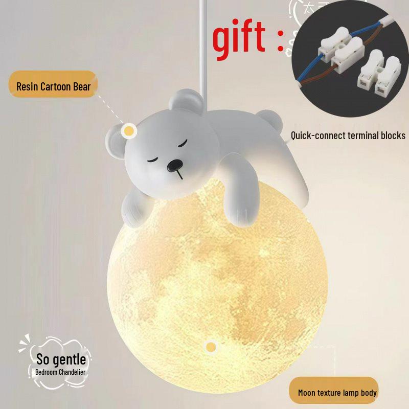 Lampa de perete de desene animate din rășină pentru camera copiilor Micul Urs cu lumină de lună