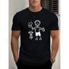 European Sizes Men'S Casual Short Sleeve T-Shirt - Summer BBQ Graphic Print , Regular Fit Round Neck, Breathable Fabric