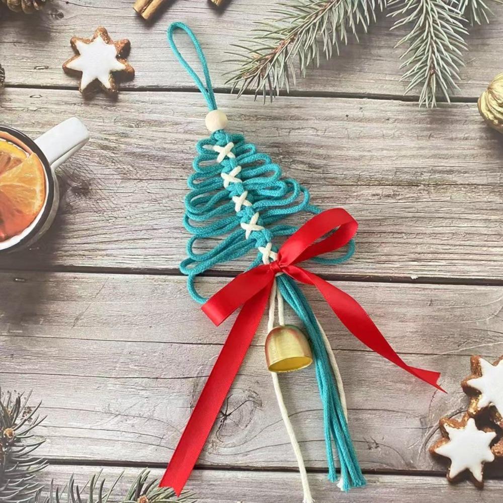 Handwoven Tree Shaped Pendant Cotton Wall Hanging Xmas Hanging Ornaments Festive Atmosphere Christmas Tree Decorations