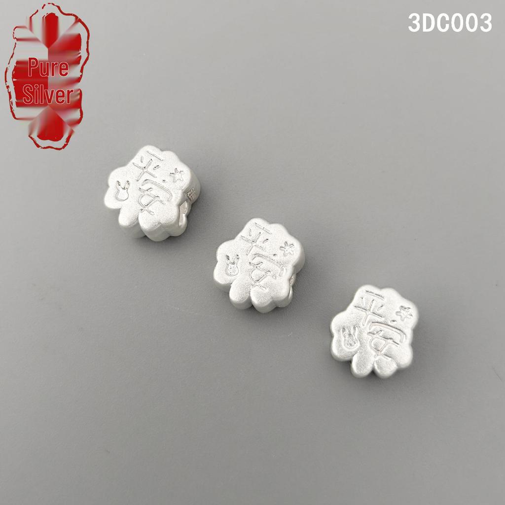 S999 Sterling Silver Peace & Joy 3D Flower Spacer Beads - Personalized & Cute Design Silver Accessories