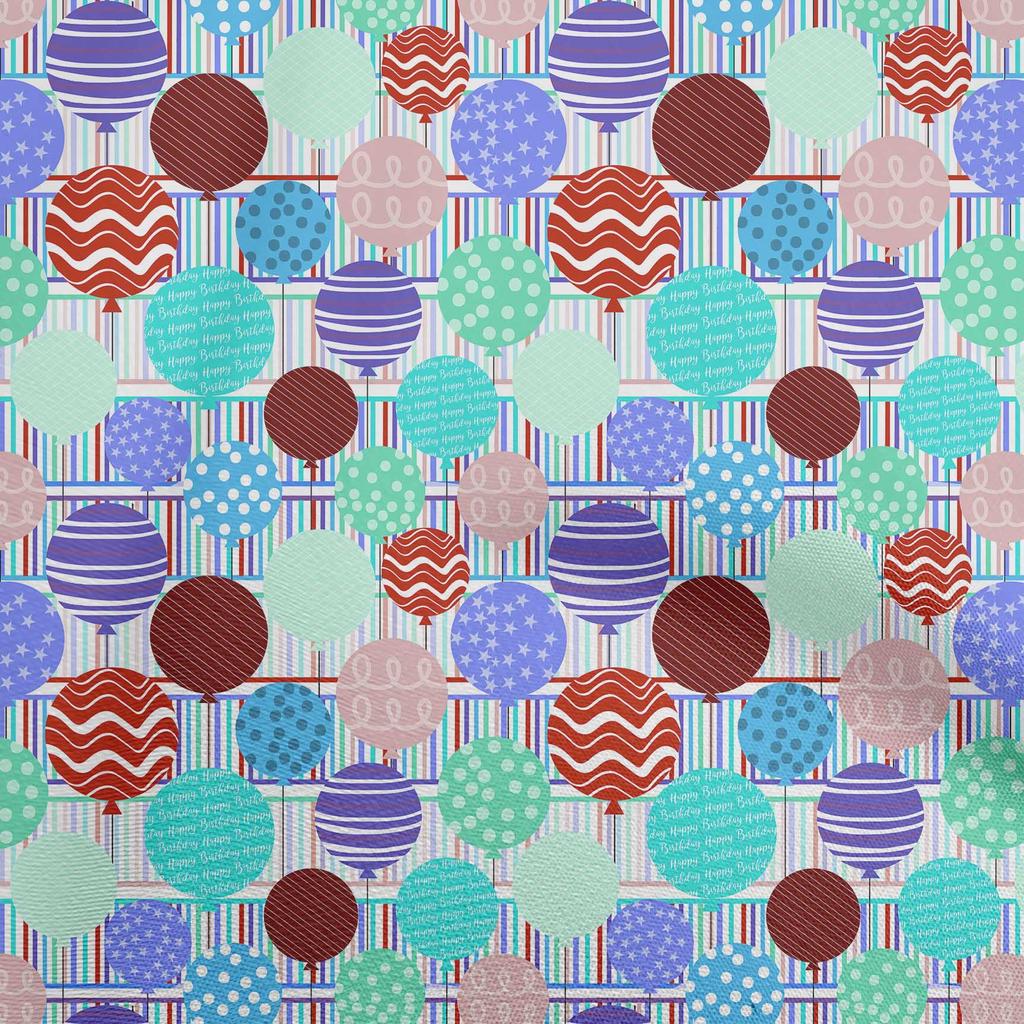 oneOone Cotton Flex Blue Fabric Kids Ballon With Stripe Dress Material Fabric Print Fabric By The Yard 40 Inch